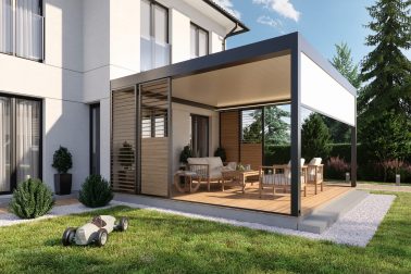 Tarasola Technic Pro, konstrukcja przyścienna, Shuttersy - aluminiowe przesłony boczne, rolety przecwiwietrzne