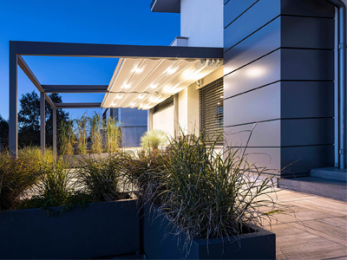 Tarasola Cubic zadaszenie tarasu tkaninowe oświetlenie led